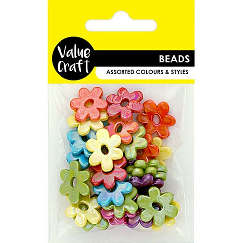 Assorted Iridescent Plastic Flower Beads